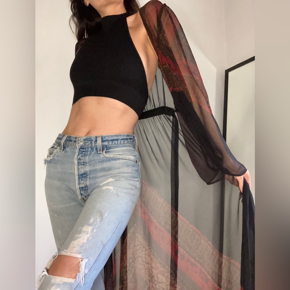 STONE COLD FOX SHEER SILK VIOLANTE DUSTER ROBE FOR LOVE LEMONS ZIMMERMANN BOHO - Picture 6 of 12